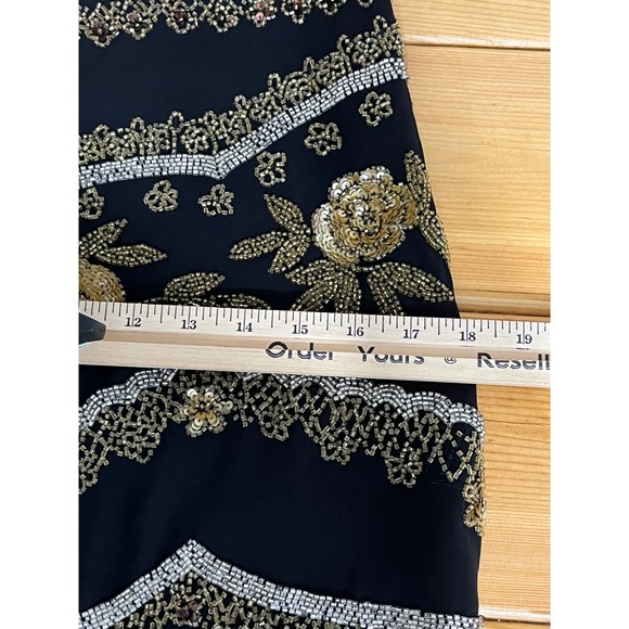 Nasty Gal Beaded Fringe Mini Skirt Party Festival Embellished Black Size S - Picture 10 of 11